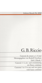 Canzone 1 to 3 in one and two parts With Basso Continuo Riccio
