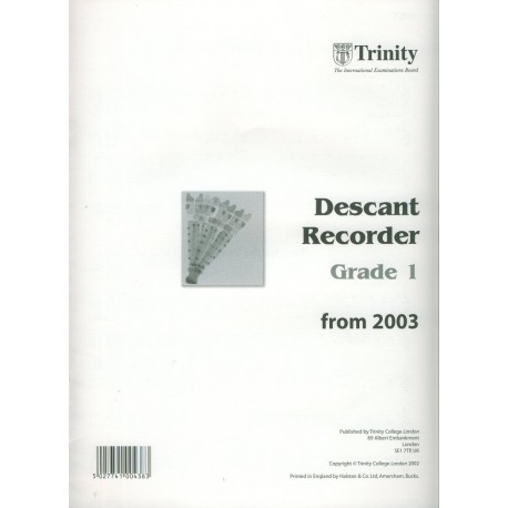 Trinity Descant Recorder Grade 1 from 2003